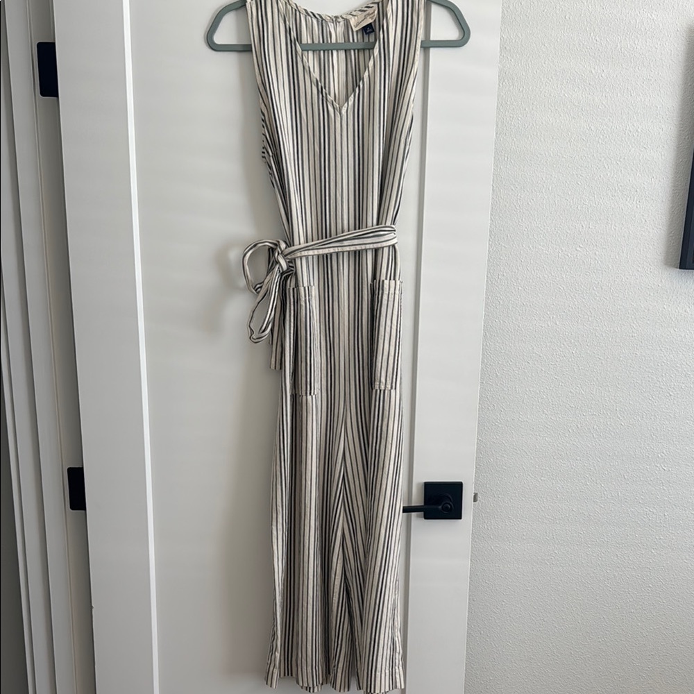 Universal Thread Black and Cream Striped Jumpsuit
